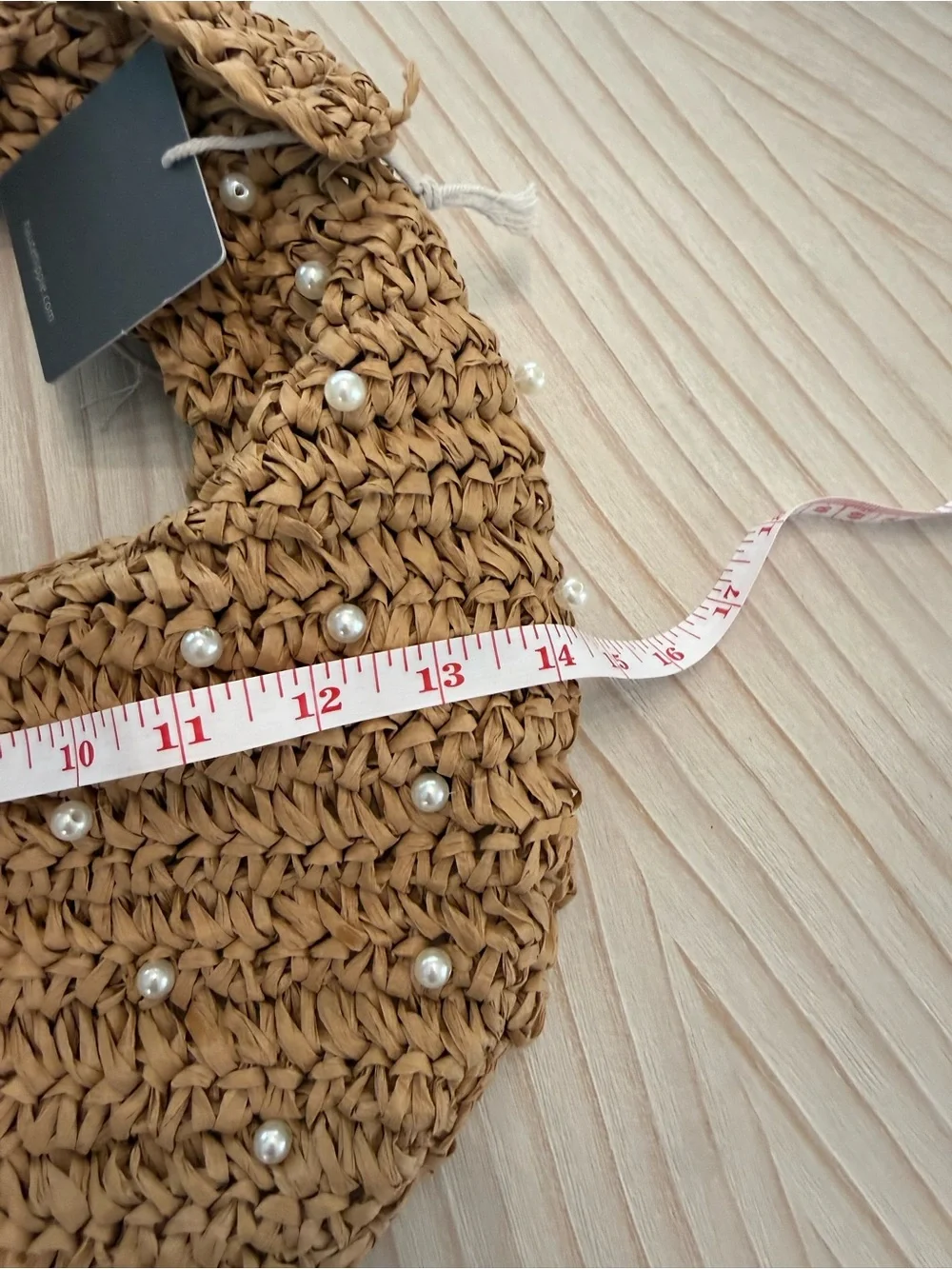 Haute Hippie Crescent Hobo Bag with Pearl Detail - Tan Raffia